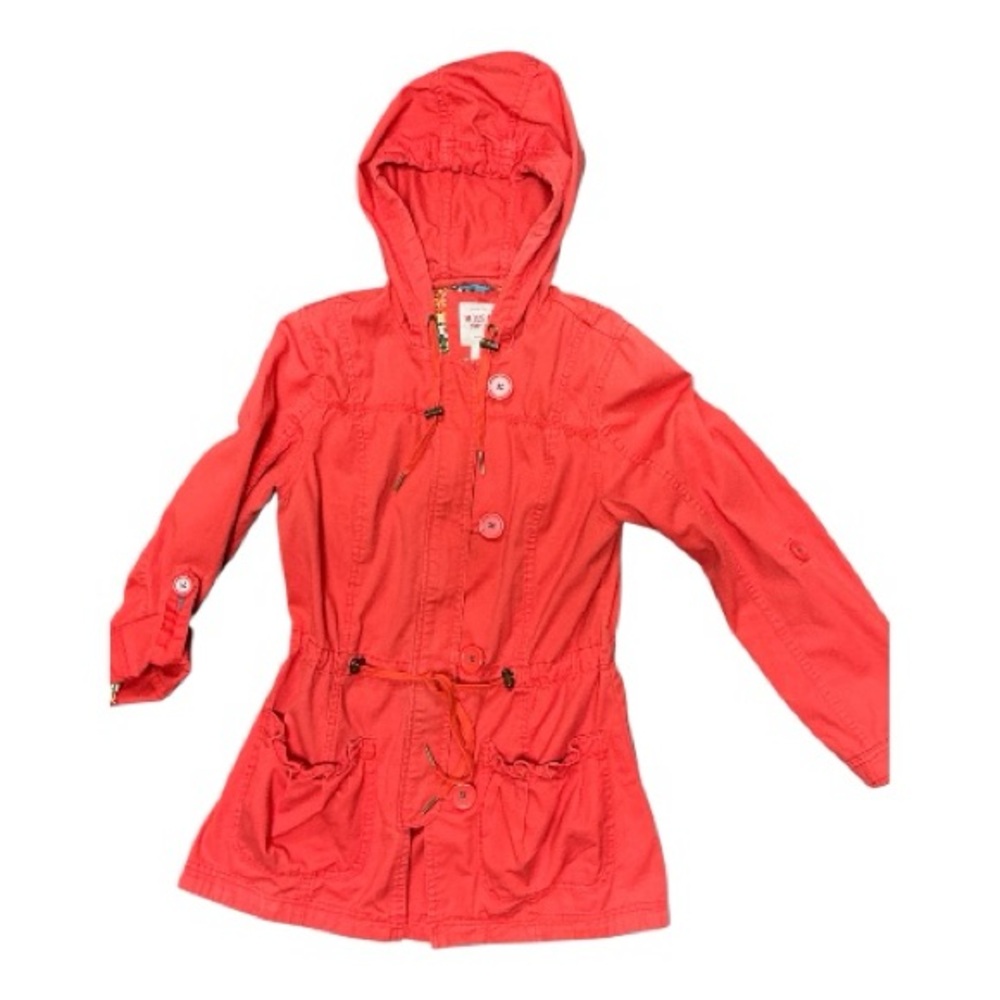 Mossimo Supply Co. Hooded Drawstring Anorak Jacket in Coral Red